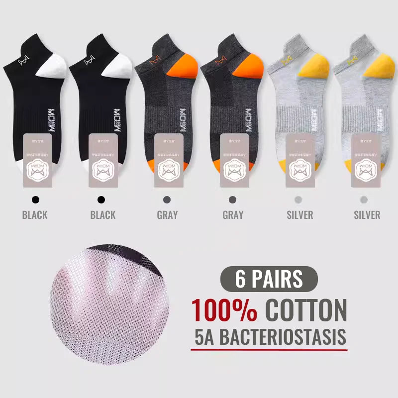 100% Pure Cotton Men Short Socks Set Lycra Band Ear-lifting Heel Protection Deodorant Antibacterial Sports Ankle Sock
