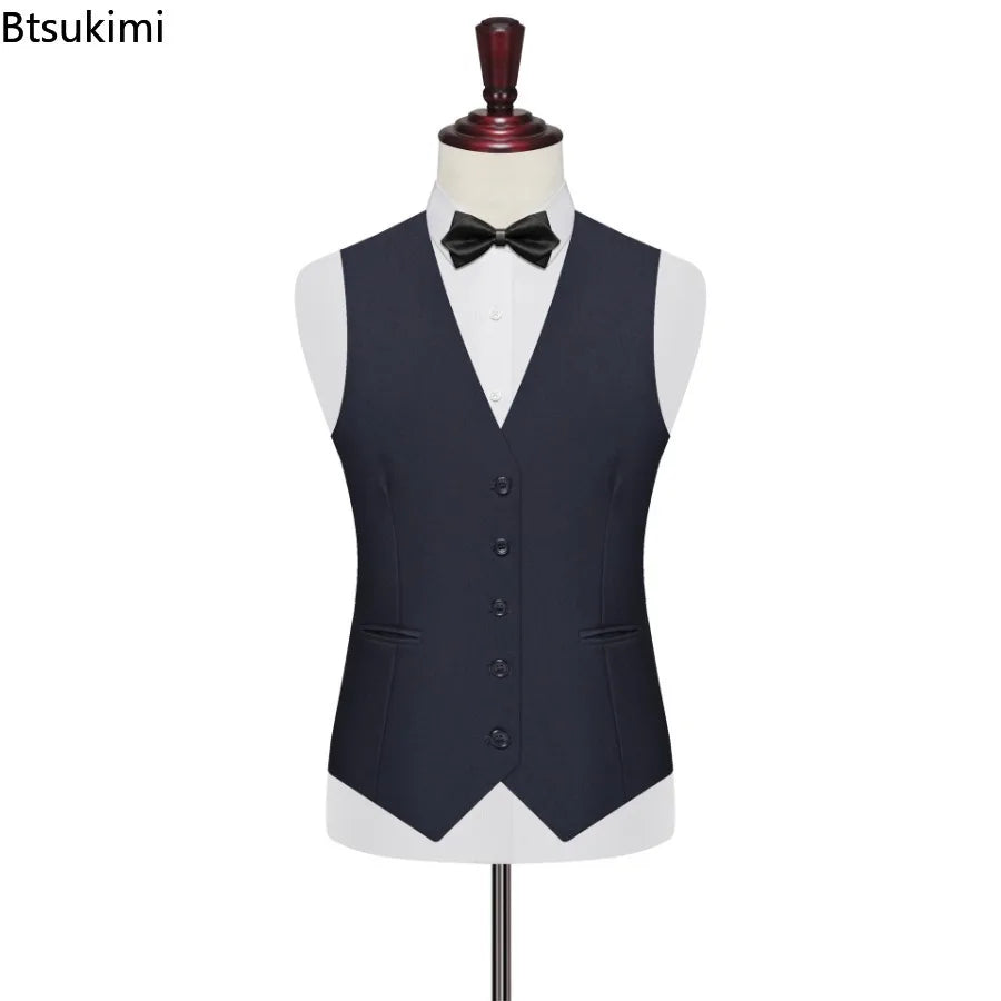 7XL 8XL Plus Size Slim Suit Vest Business Men's Dress Vest Fashion Solid Single Breasted V-neck Formal Waistcoats