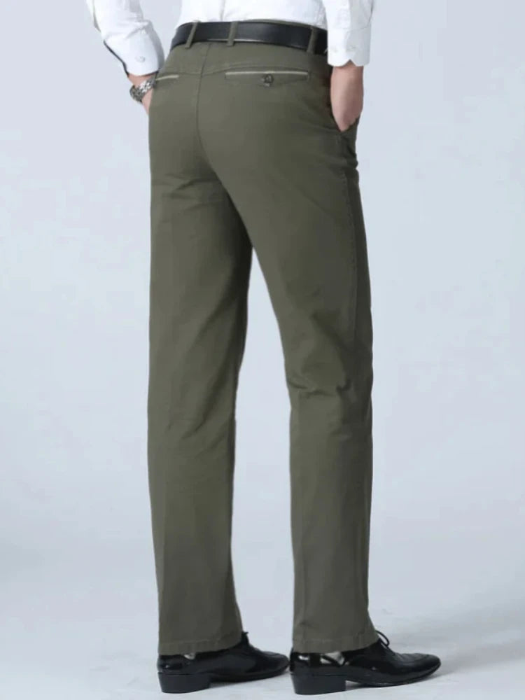 100% Cotton Summer Thin Suit Men's Casual Pants Thick Classic Stretch Trousers