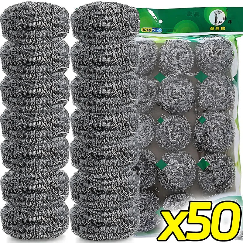 Stainless Steel Cleaning Ball Multipurpose Kitchen Pot Pan Rustproof Oil Removal Scrubber Heavy Duty Steel Wire Balls