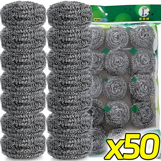 Stainless Steel Cleaning Ball Multipurpose Kitchen Pot Pan Rustproof Oil Removal Scrubber Heavy Duty Steel Wire Balls