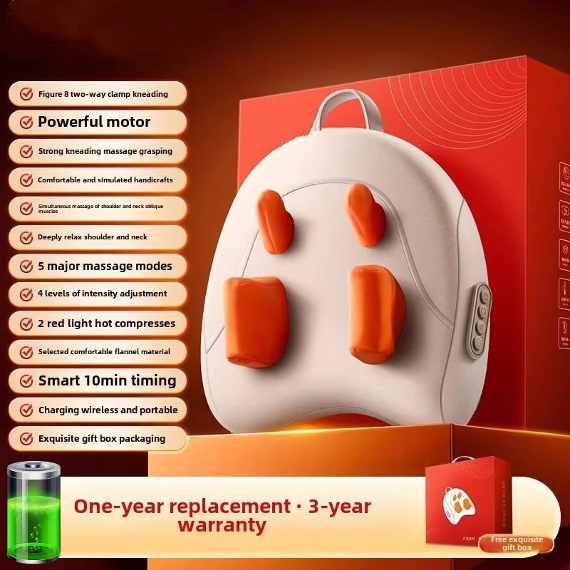 JAIYORL Trapezius Electric Massage Pillow Wireless Car And Home Massager Heating Waist Neck Leg Cervical Shiatsu Kneading