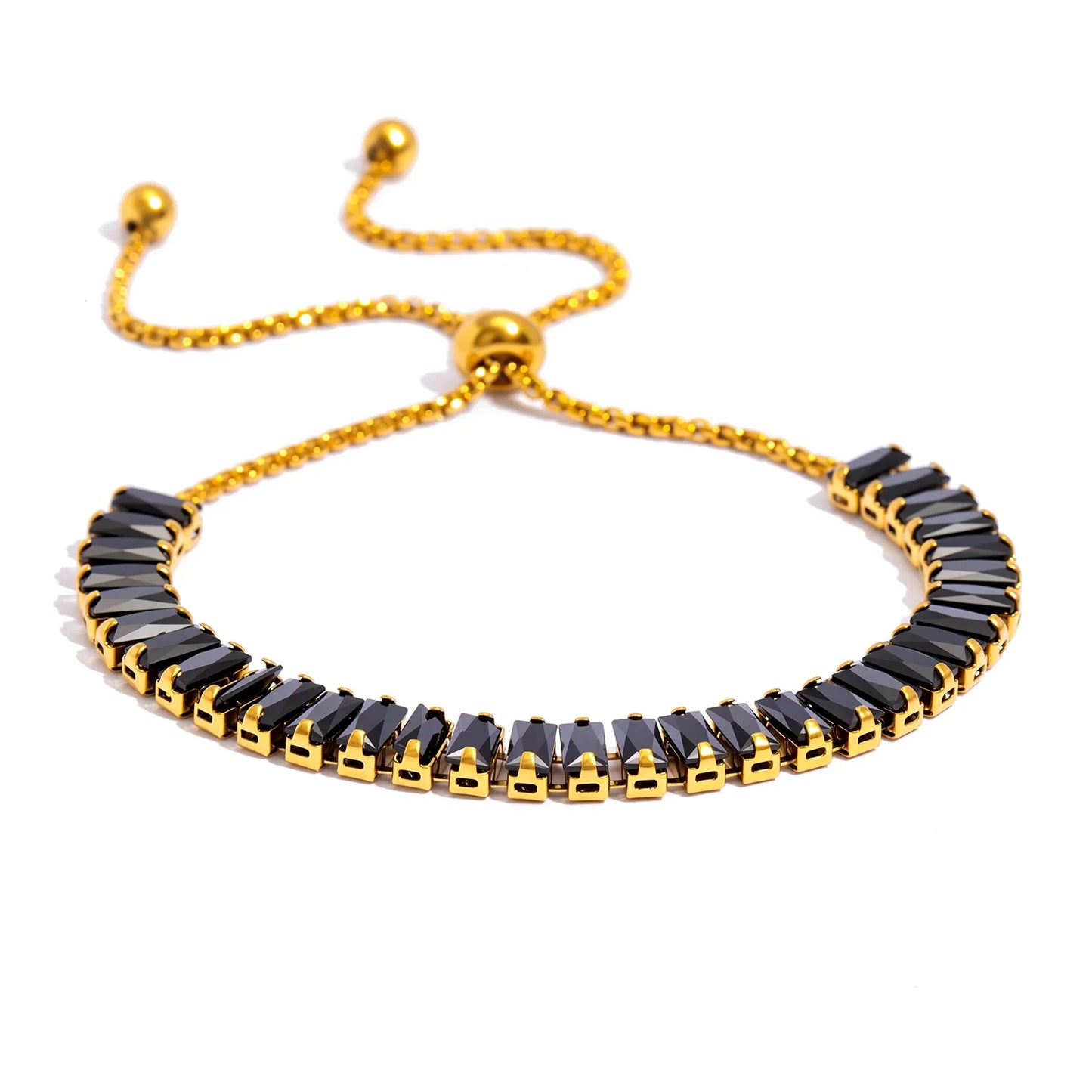 Women's Adjustable CZ Bracelet - Sparkling Zirconia Chain, Shines on Hypoallergenic Stainless Steel, Dazzling Everyday Jewelry