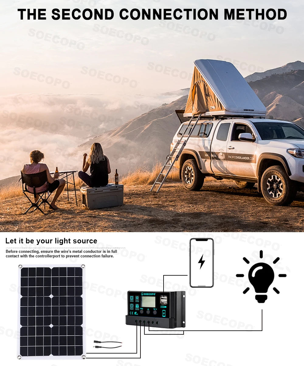 SOECOPO 6000W System Complete Kit 500W Panel Solar DC 12V to AC 110V/220V Inverter 100A Controller Off-Grid for Home Camping
