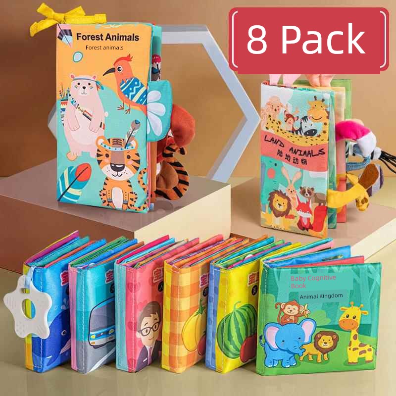 Baby Cloth Book Early Education Baby Tear-Proof Biteable Three-Dimensional Shredded Book 6 Months Cognitive Puzzle Sound Toy