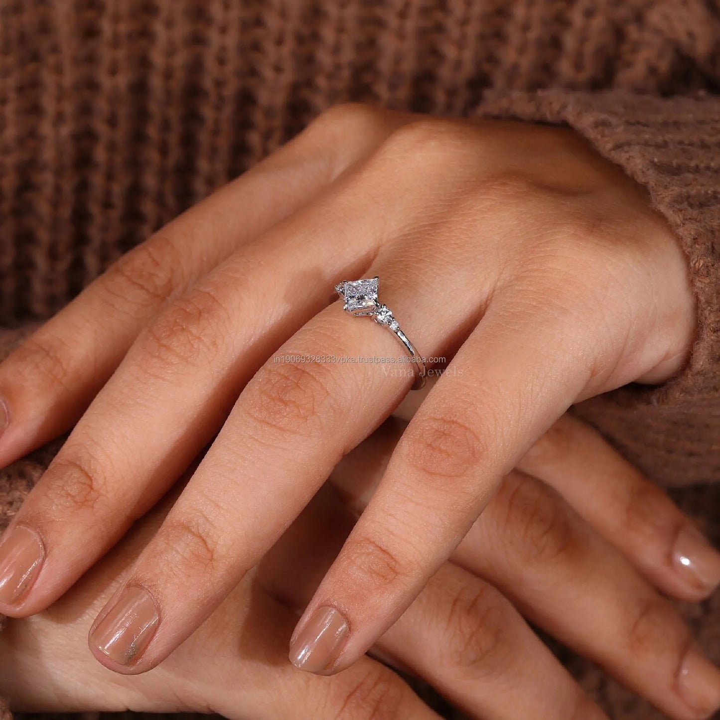 Eco-Friendly Princess Cut Lab Grown Diamond 14K Solid Gold Engagement Ring Proposal Gift Vana Jewels Trendy IGI Certification