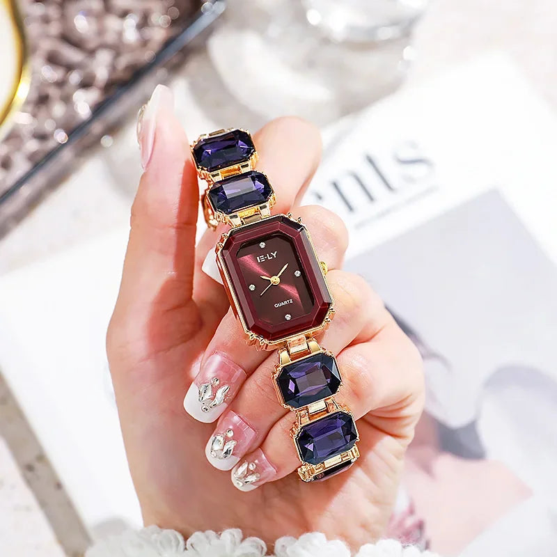 Women Watch Big Diamond Bracelet Strap Quartz