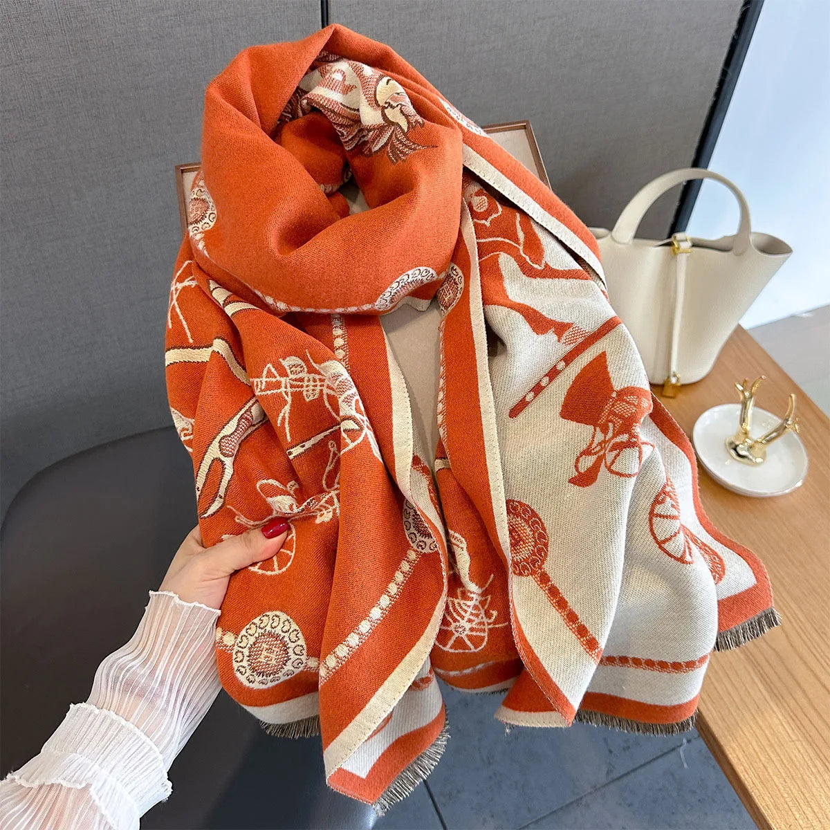 Winter Elegant Pashmina Horse Print Shawl Wrap Cashmere Scarf