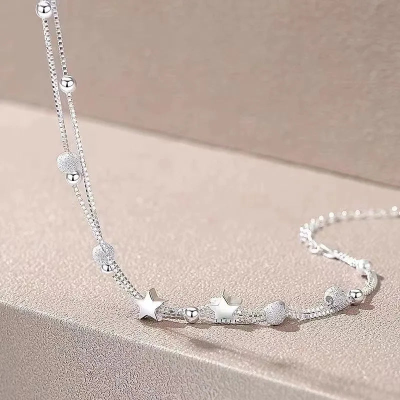Luxury 925 Sterling Silver Adjustable Star Beaded Bracelets For Women