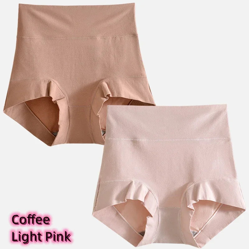 2pcs Women Cotton Panties High-Rise Tighten Abdomen Underwear Comfortable short Briefs