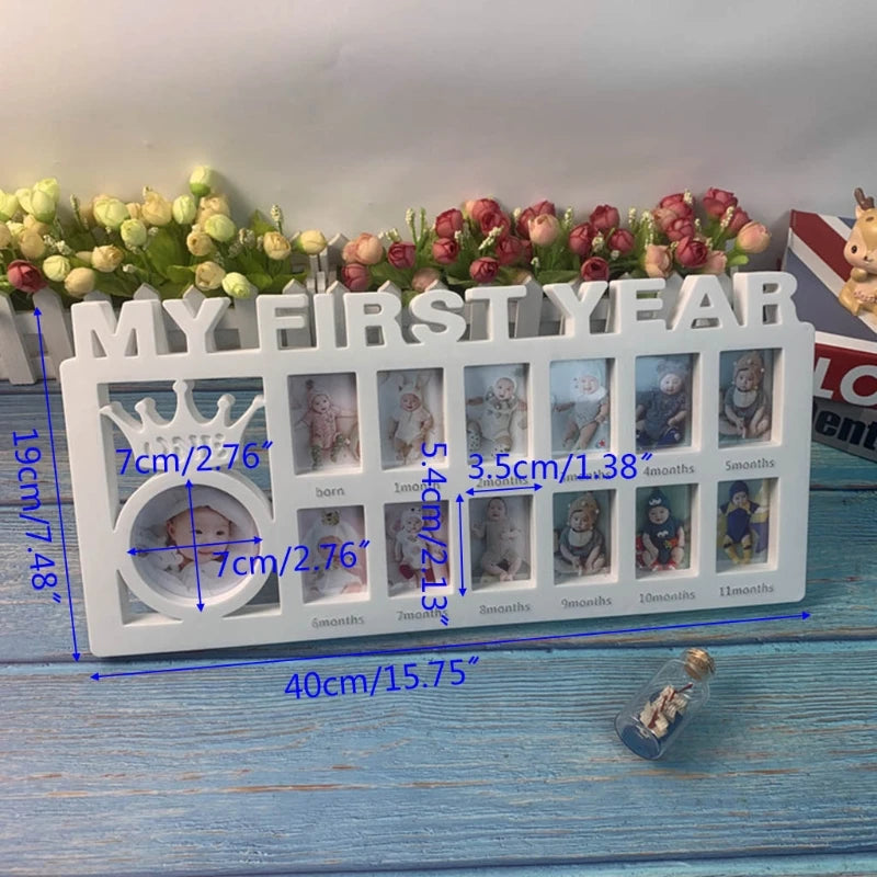 0-12 Months Pictures Milestone Photo Frame Souvenirs First Year Newborn Baby Collage