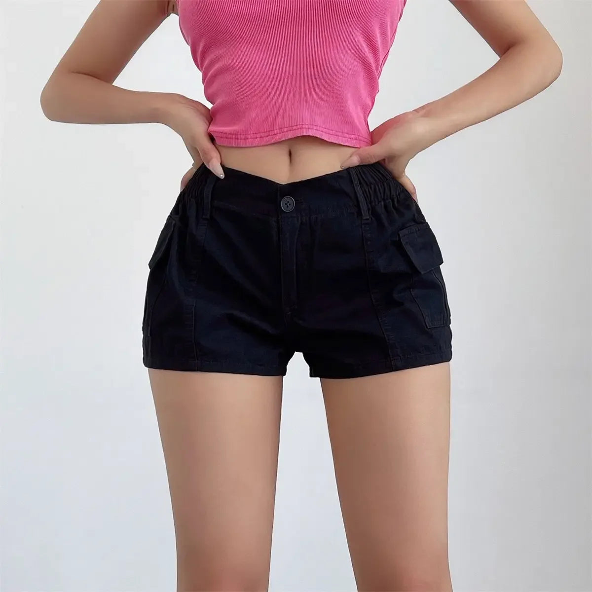 Women Short Pants High Waist Cotton Classic Stretchy