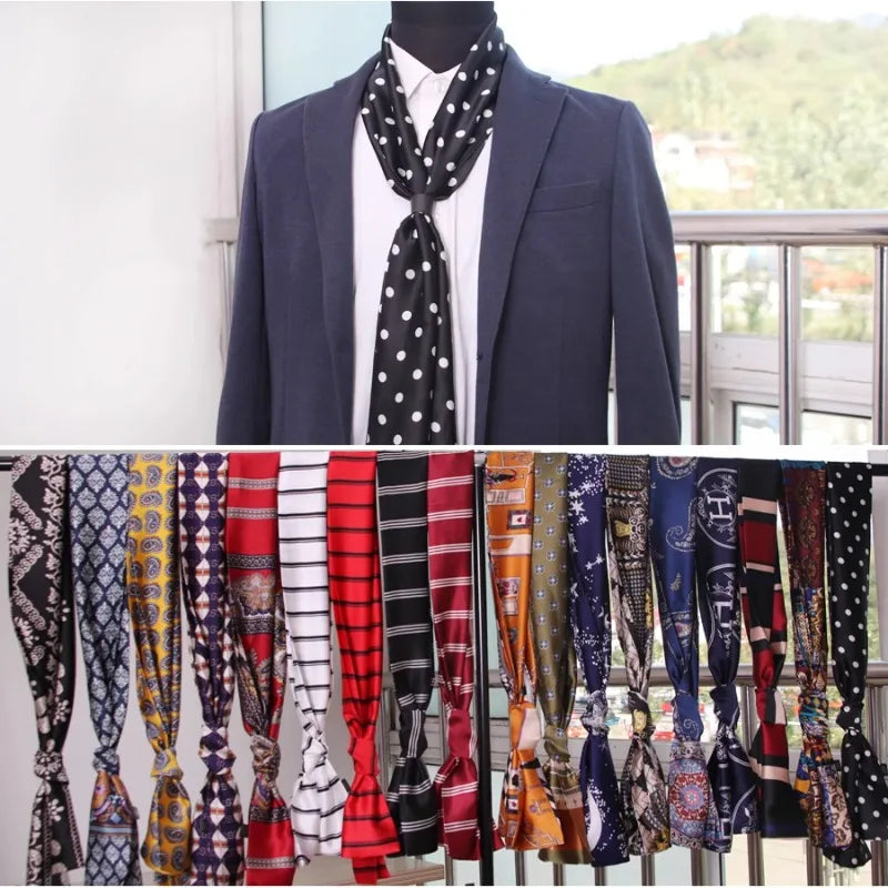 Men's silk scarves British strip printed narrow scarf suit decorative