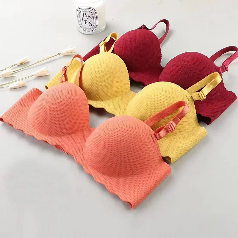 Women Sexy Push Up Seamless Solid Color Wireless One-pieces Bras Convertible Straps Brassiere