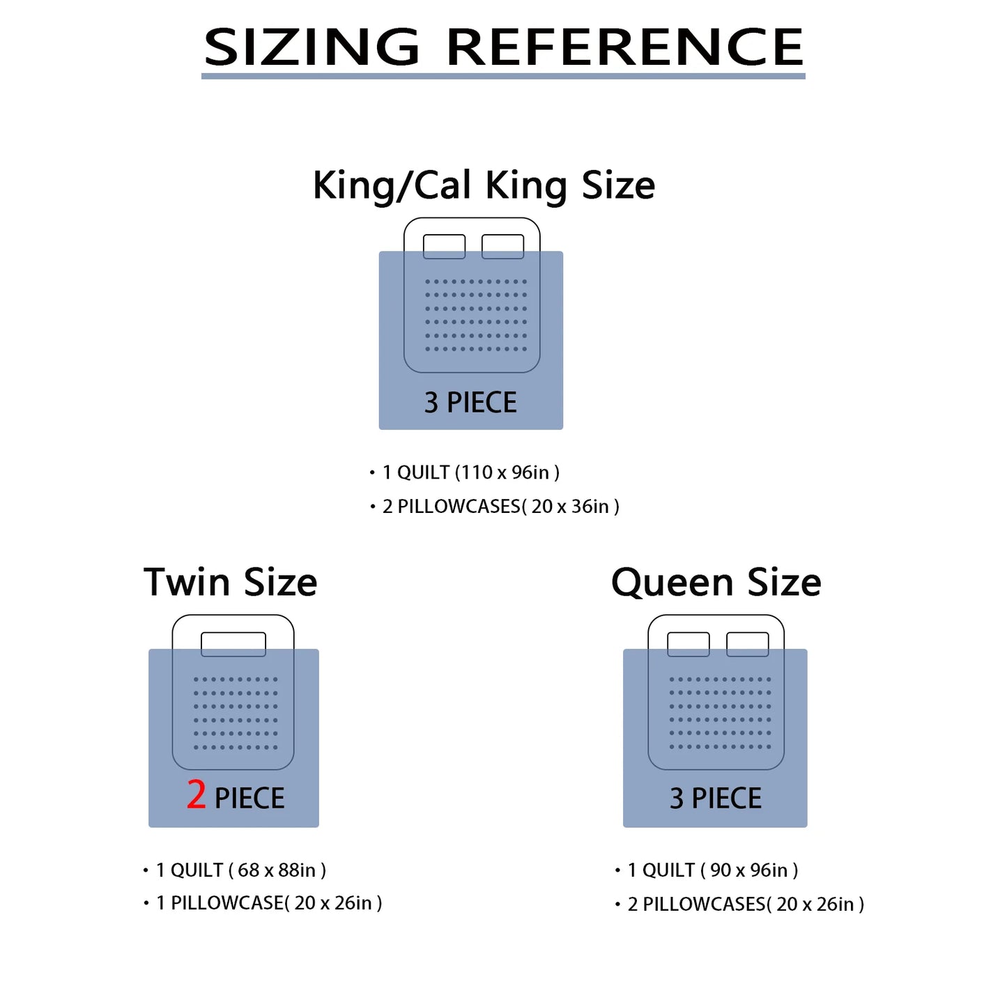 2/3-Pcs Geometric Grid Printed Quilt Set, Cal King, Durable, Breathable