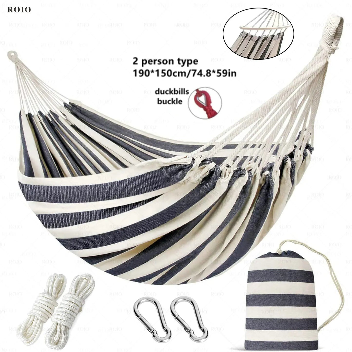 Outdoor Camping Hammock Thickened Durable Fabric Canvas with Bag