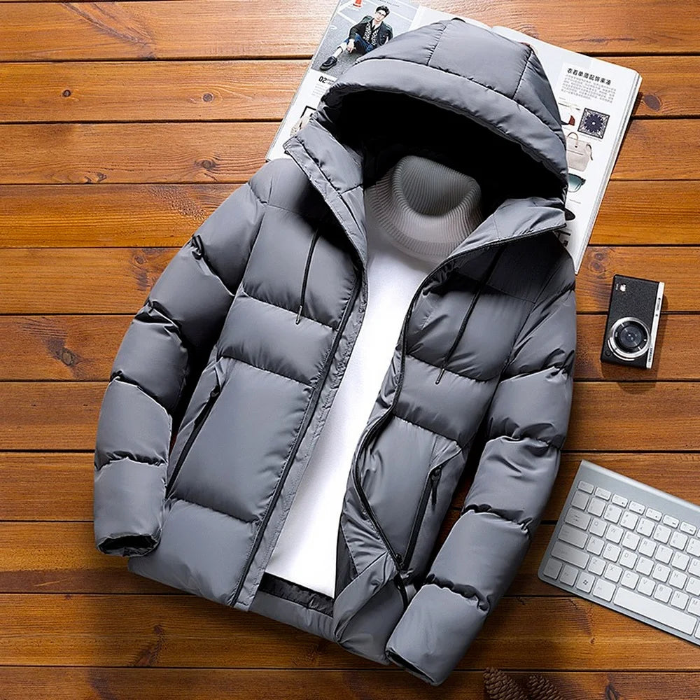 Men's Hooded Lightweight Cotton Puff Padded Coat Winter Jackets