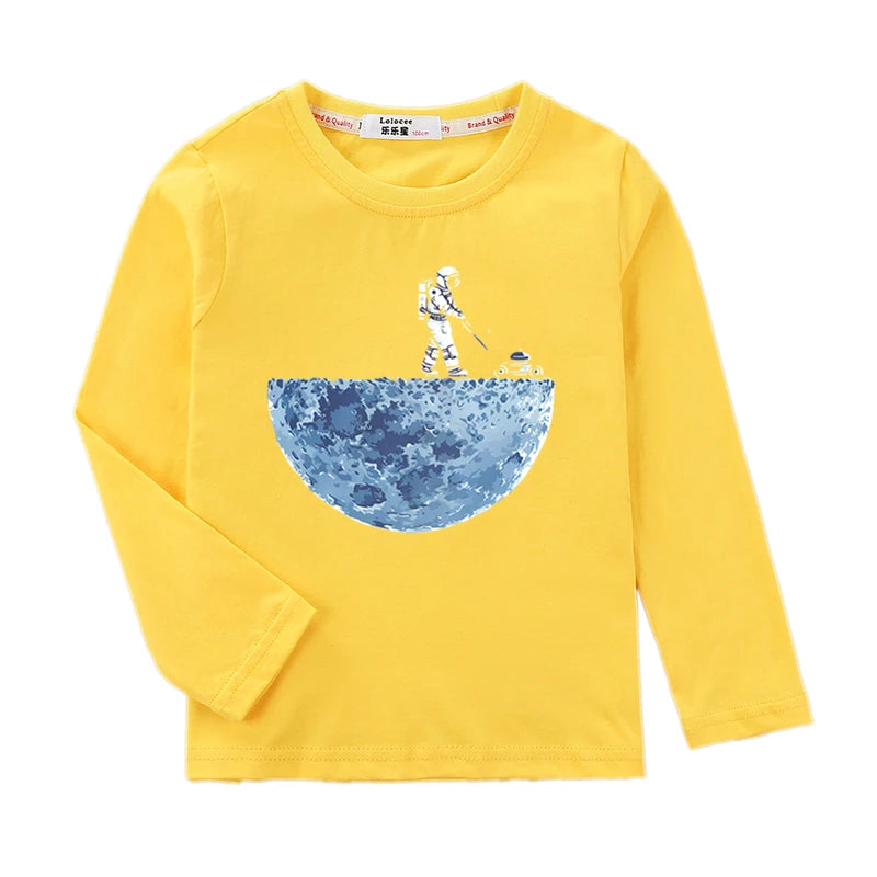 Boys Cotton Long Sleeved T-Shirt Spaceman