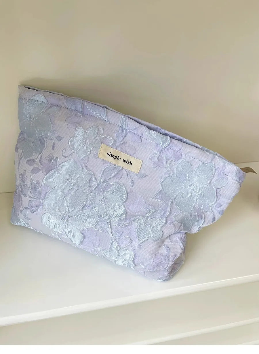 Fashion Floral Print Zipper Cosmetic Bag Travel Essentials Organizer Makeup Toiletry Pouch Portable Women's Makeup Bag