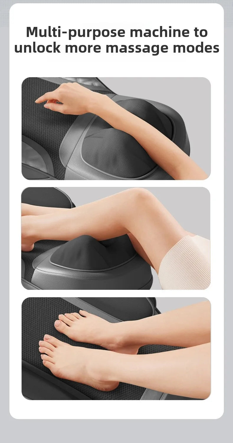 3D Massage cushion Shiatsu Neck & Back with Heat Full Back Rolling Massage Chair Pad with Height Adjustment Airbags Waist Hips