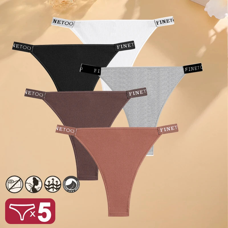 5PCS/Set Cotton Panties Briefs Women Underpants Sexy Thong