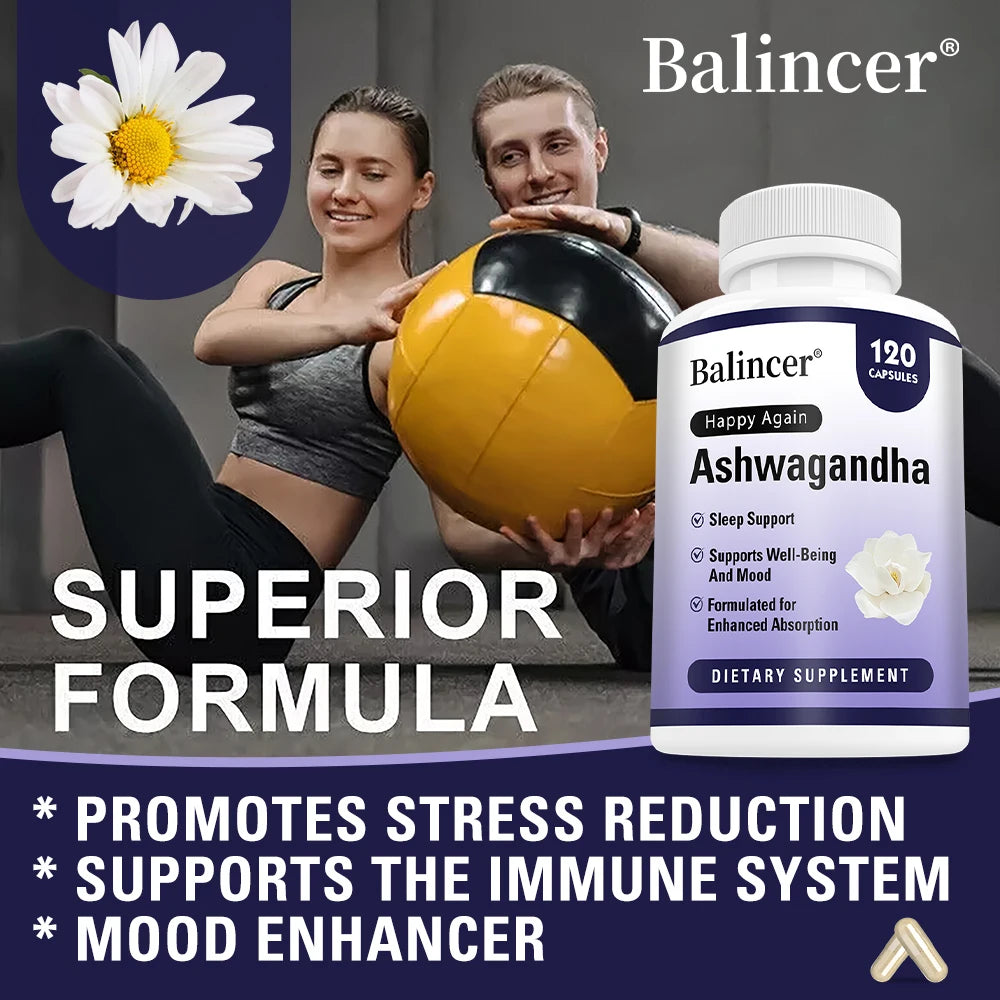 Ashwagandha Supplement-Improve Sleep Health,Antioxidant,Improve Concentration,Enhance Brain Power,Replenish Energy-120 Capsules