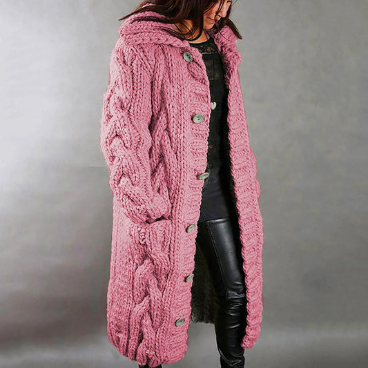 Thick Warm Women Kimono Cardigan Sweater Long Sleeve Hood Coat Pocket