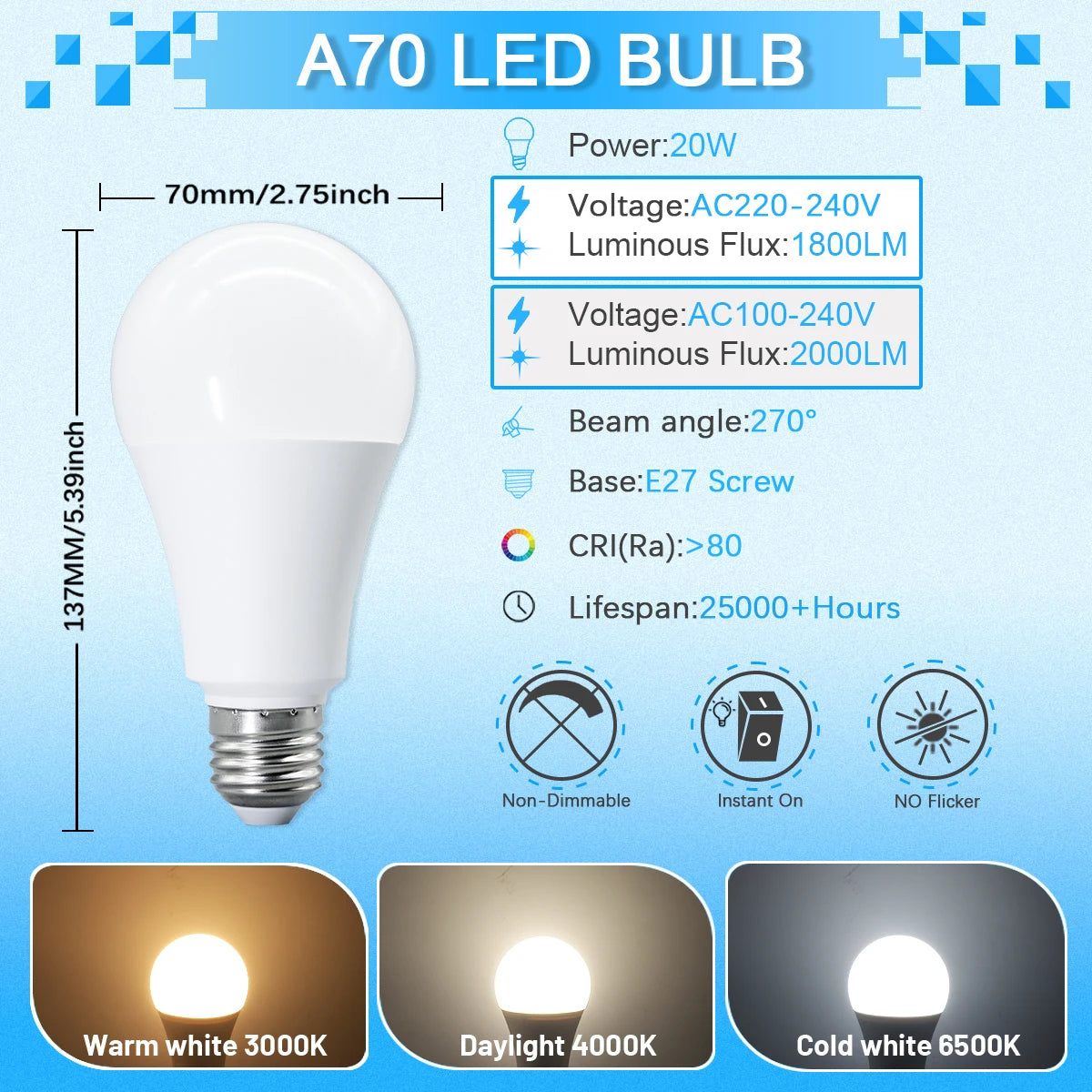 12PCS No Flicker 24W 20W 8W 9W 10W 12W 15W 18W E27 LED Bulb Lamps Light AC220V 110V Cool Lighting for Home Foyer Room Decor