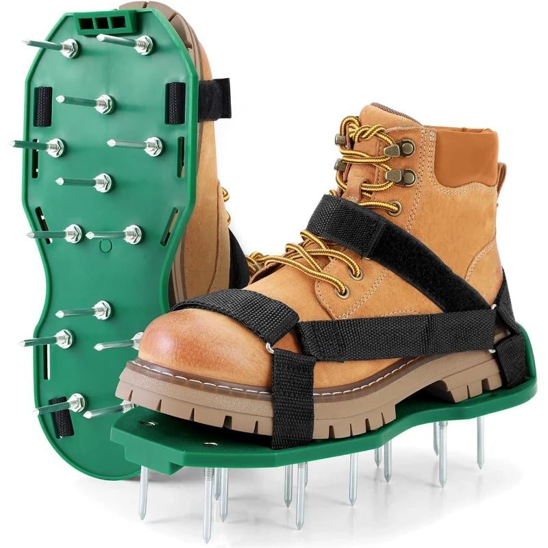 Lawn Aerator Shoes for Grass Layer with Spiked Bottom Spring Base Adjustable Strap with Hook Loop Strap for Yard Lawn Garden Use