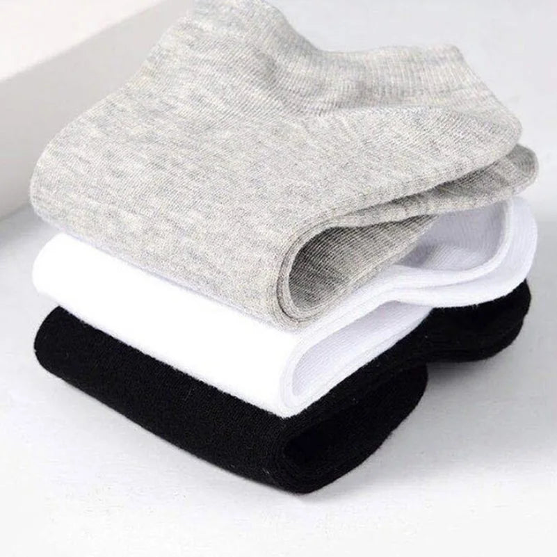10/5pcs Pairs Low Cut Ankle Breathable Men/Women Socks Solid Color Black White Grey