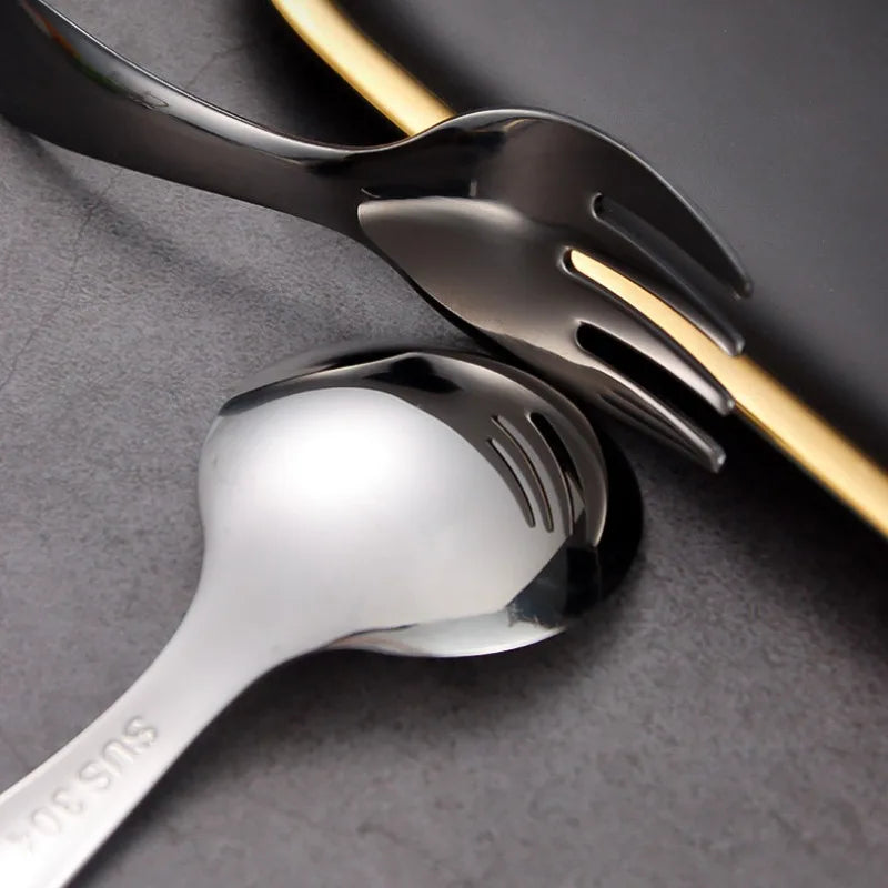 Mini Portable Stainless Steel Spoon Fork Set Storage Dessert Fruit Tool for Work School Short Handle Tableware Suitable for Kids
