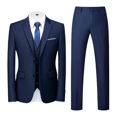 Men's 3 Piece Suit, Jacket Vest Trousers, Slim Fit Blazer Waistcoat Pants