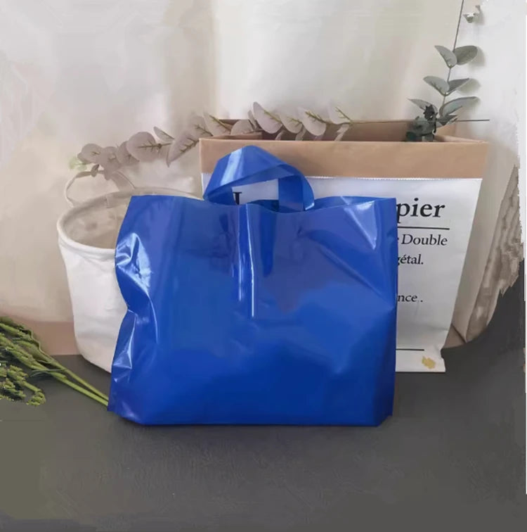 100pcs Custom Logo Colorful Shopping Bags With Handle Plastic Gift Bag Print One Color Logo On One-sided Free Design Print