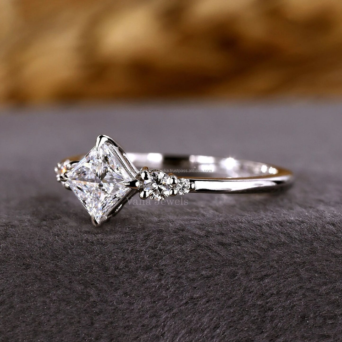 Eco-Friendly Princess Cut Lab Grown Diamond 14K Solid Gold Engagement Ring Proposal Gift Vana Jewels Trendy IGI Certification