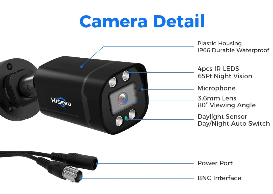 Hiseeu 4CH 8CH 5MP AHD CCTV Camera System Kit Home Waterproof Surveillance Bullet Analog Cameras for DVR Guard Live