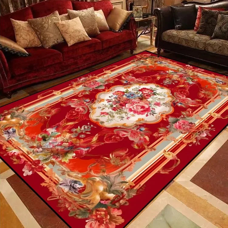Luxury European Floral Carpets for Living Room Bedroom Carpet Home Floor Mat