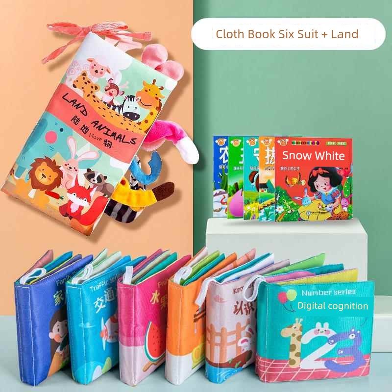 Baby Cloth Book Early Education Baby Tear-Proof Biteable Three-Dimensional Shredded Book 6 Months Cognitive Puzzle Sound Toy