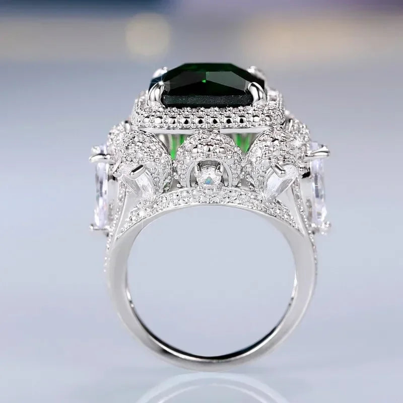 Women's Luxury Emerald Cubic Zirconia Jewelry Ring