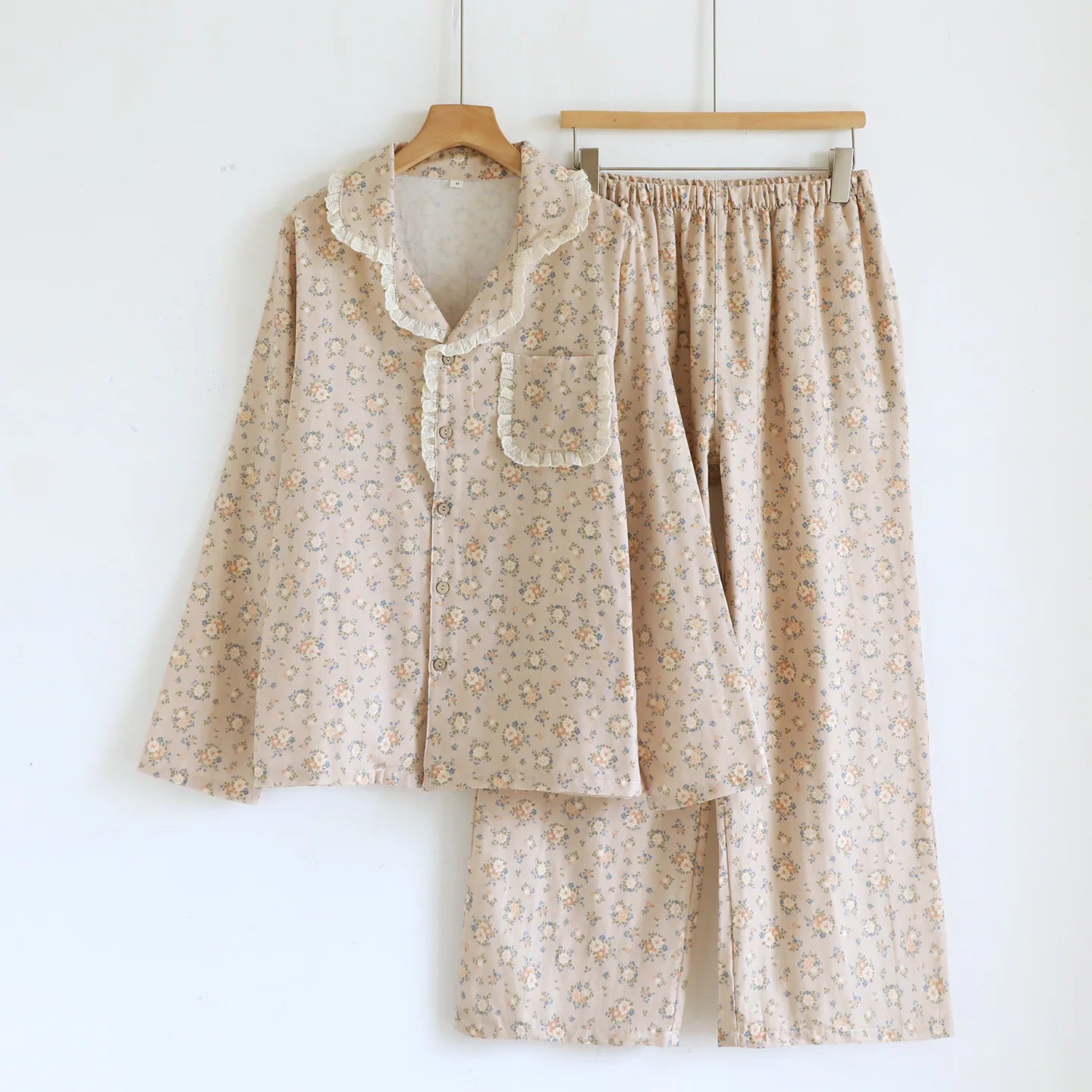 Autumn Spring Light Floral Printed Loose Comfortable Plus Size Sleepwear Women