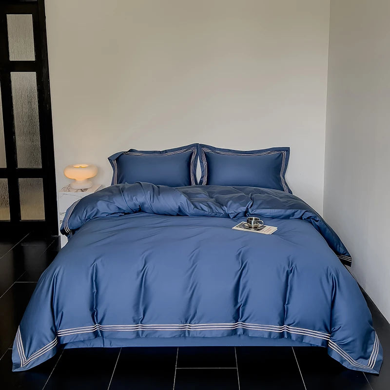 Luxury 1000TC Egyptian Cotton Solid Color Hotel Style Embroidery Bedding Duvet cover Set