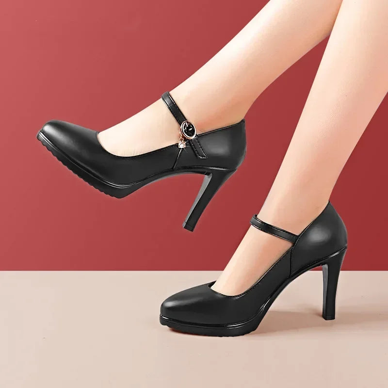 Genuine Leather Platform Pumps Shoe