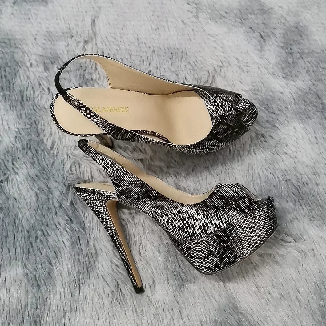 Women Sandals Stilettos 14CM Platform High Heels Sexy Pumps Open Toe