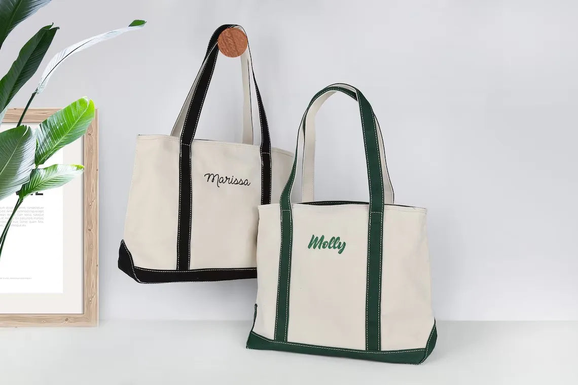 Custom Personalized Embroidered Tote Bag, Boat, Beach, Bridesmaid Gifts or Party Gifts