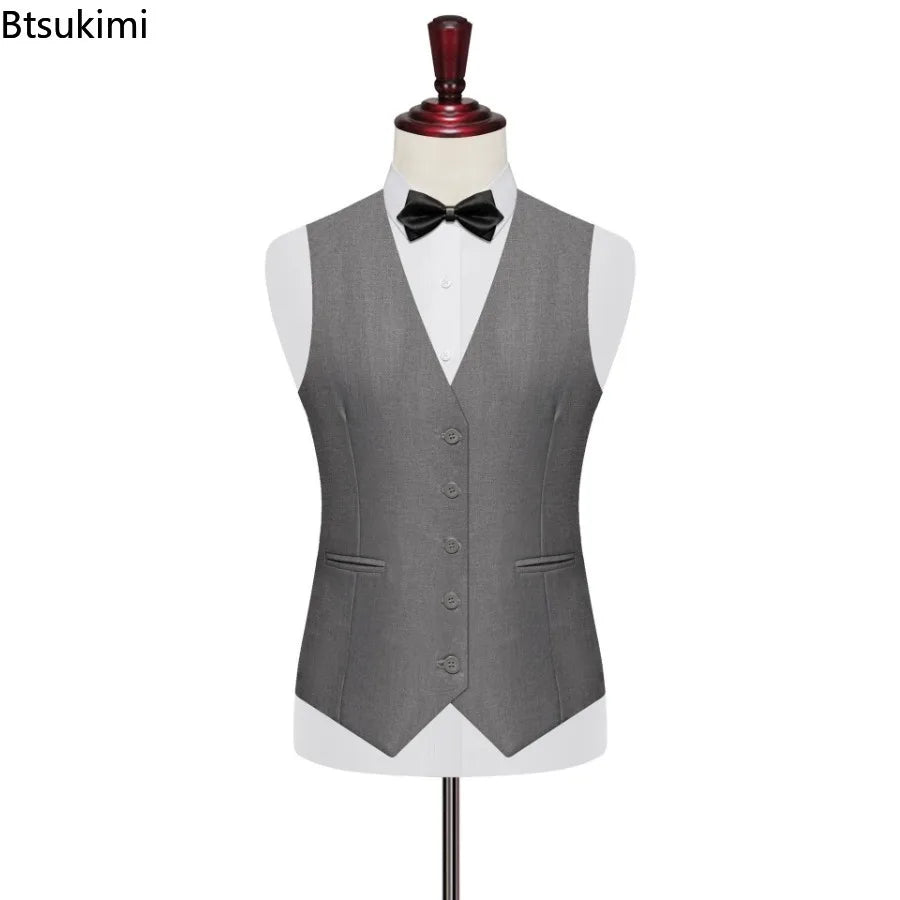 7XL 8XL Plus Size Slim Suit Vest Business Men's Dress Vest Fashion Solid Single Breasted V-neck Formal Waistcoats