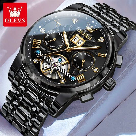 OLEVS Classic Men's Watch Tourbillon Multi-function Full Automatic Men Watch