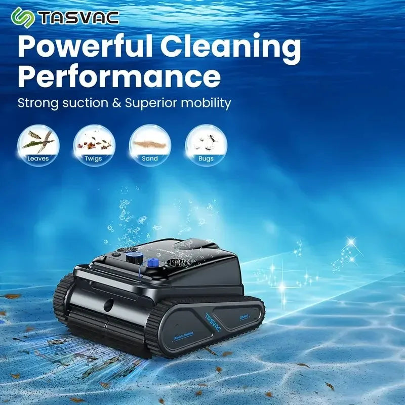 TASVAC Automatic Wireless Robotic Pool Cleaner 250 Mins Runtime Self-Parking with Upgraded Motors for Pool to 80 Feet/2000 Sq.Ft