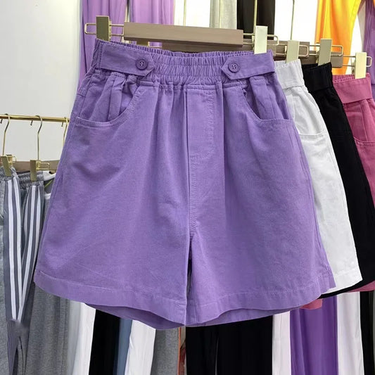 Women's Cotton Shorts Cotton High Waisted Casual Loose Solid