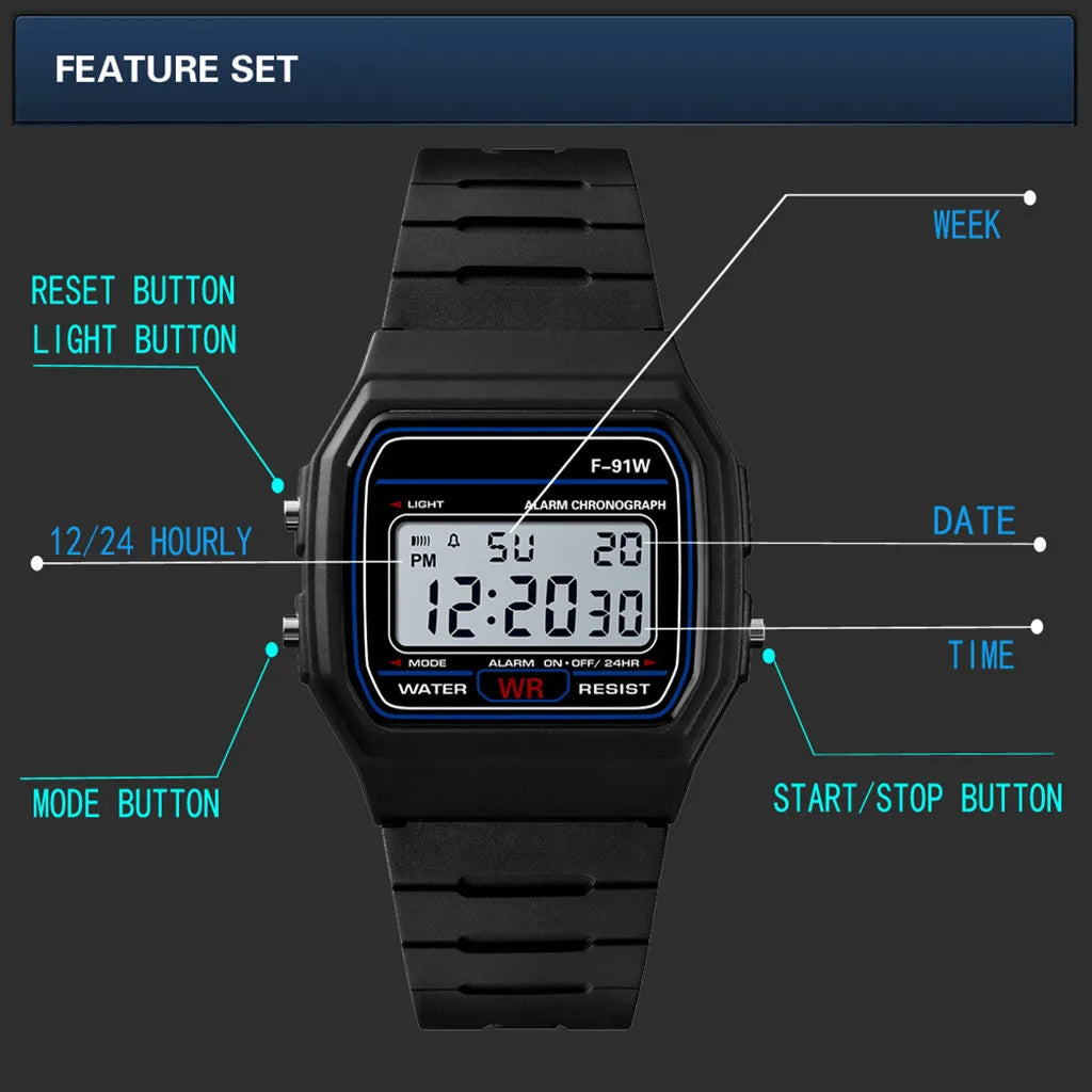 Men's Vintage Military LED Digital Watch – Waterproof Sport Watch