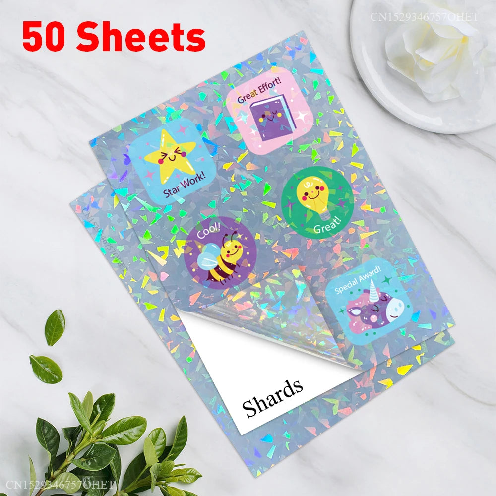 50 Sheets A4 Sticker Paper for Printer Inkjet/Laser Printer Vinyl Paper Sticker Self Adhesive Gift Stationery Label Stickers DIY
