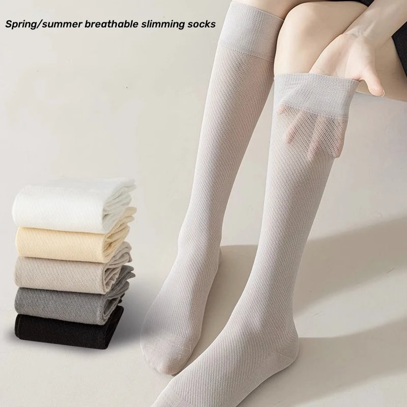 1 Pair High-quality Women's Long Tube Summer Cool Mid Calf Socks